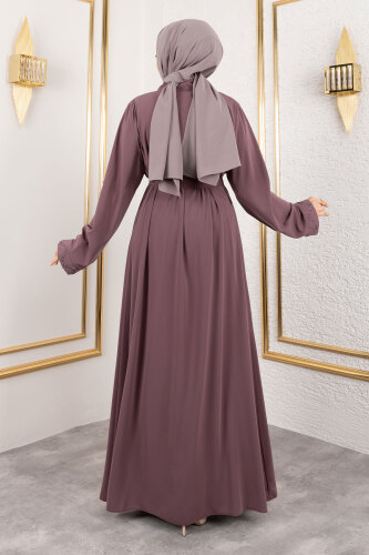 İç Elbiseli Abaya Takım TSD250121 Gül Kurusu - 5
