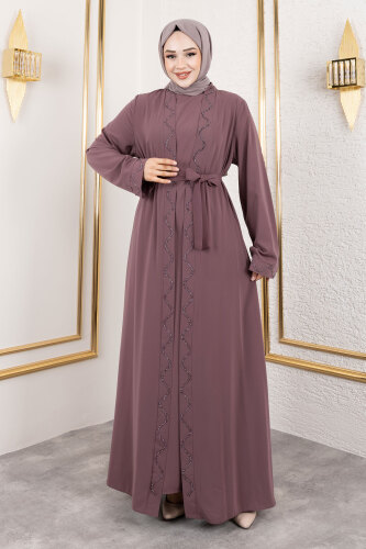 İç Elbiseli Abaya Takım TSD250121 Gül Kurusu - 4