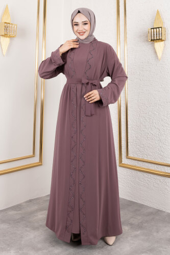 İç Elbiseli Abaya Takım TSD250121 Gül Kurusu - 3