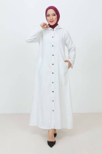 Ahsen Boydan Düğmeli Kap TSD231206 Beyaz 