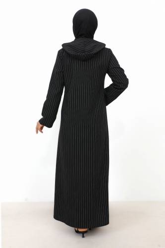 Ahsen Boydan Düğmeli Kap TSD231206 Siyah - 5