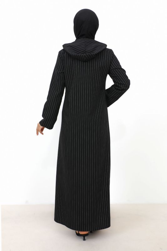 Ahsen Boydan Düğmeli Kap TSD231206 Siyah - 5
