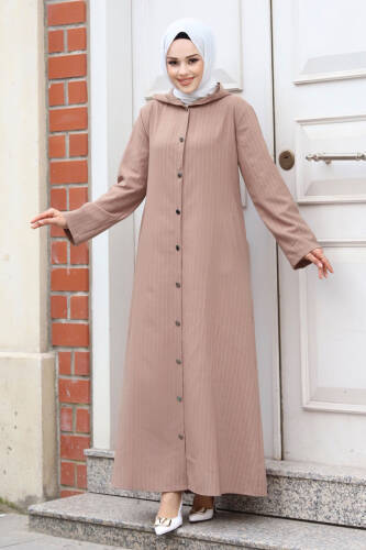 Ahsen Boydan Düğmeli Kap TSD231206 Sütlü Kahve 