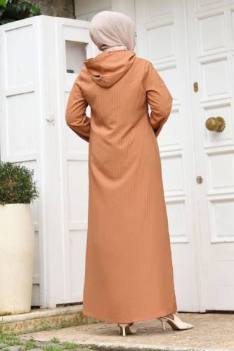 Ahsen Boydan Düğmeli Kap TSD231206 Taba - 5