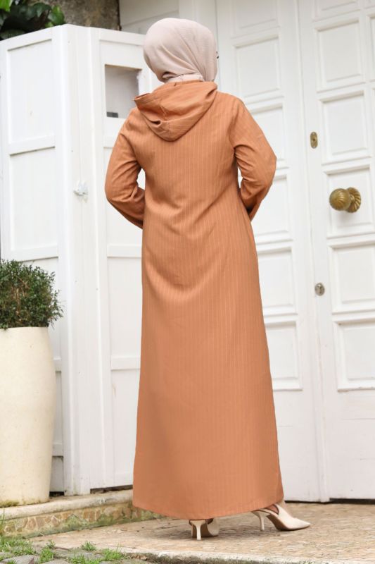 Ahsen Boydan Düğmeli Kap TSD231206 Taba - 5