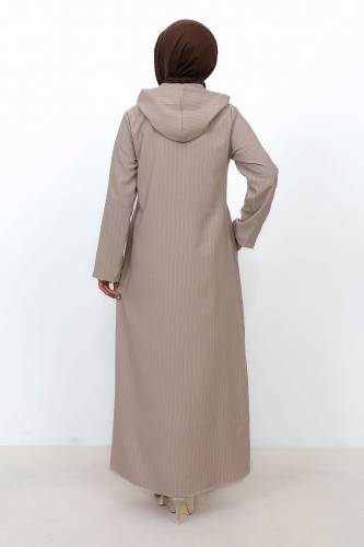 Ahsen Boydan Düğmeli Kap TSD231206 Vizon - 5