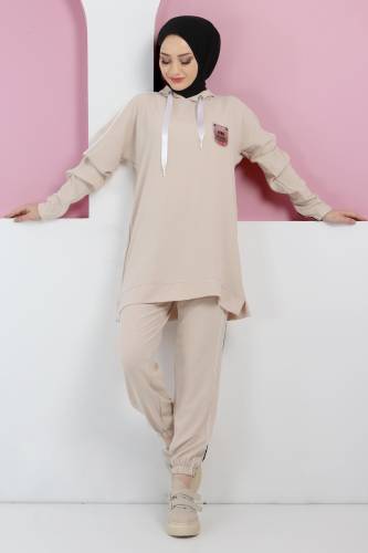 Arma Detaylı İkili Takım TSD220413 Bej 