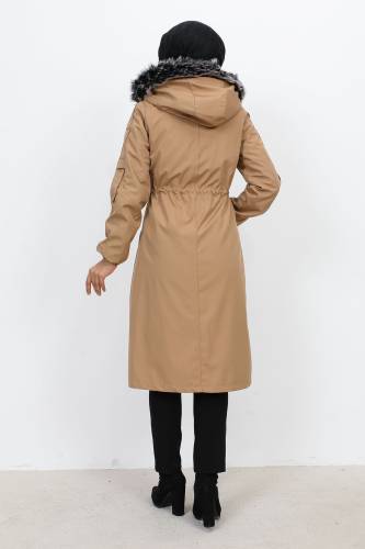 Astarı Peluşlu Ara Boy Bondit Mont TSD231114 Camel - 5