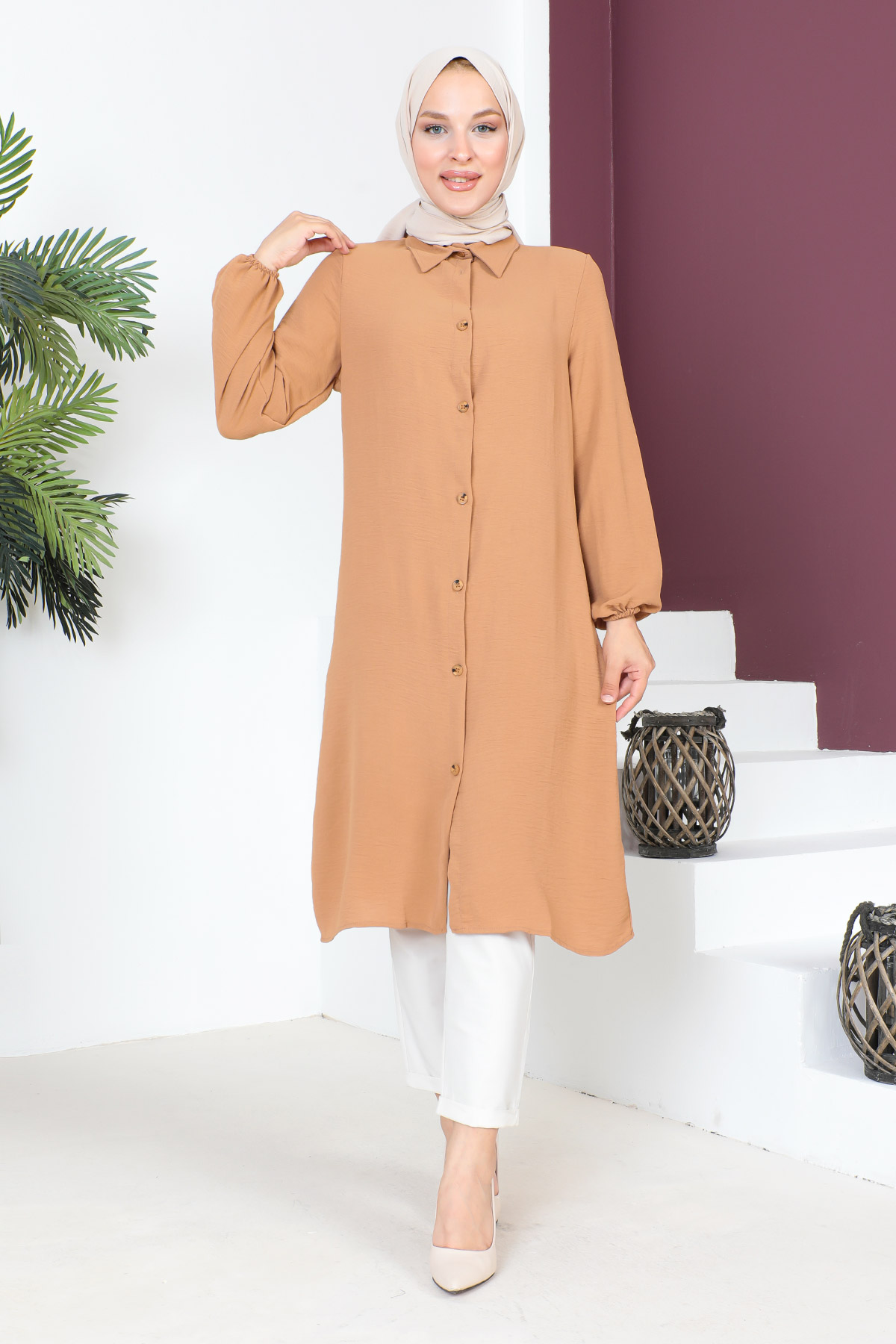 Tesettür Dünyası - Ayrobin Tunik TSD230710 Taba