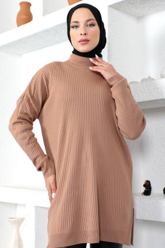 Balıkçı Triko Tunik TSD230218 Vizon - Tesettür Dünyası (1)