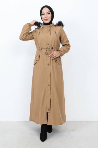 Beli Bağcıklı Kapaklı Mont TSD1936 Camel 