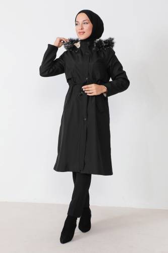 Beli Bağcıklı Mont TSD230817 Siyah 