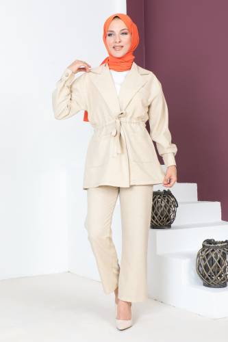 Beli Bağlamalı İkili Takım TSD230708 Bej 