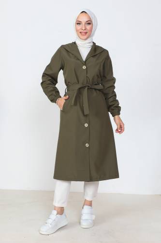 Beli Bağlamalı Trençkot TSD230808 Haki 