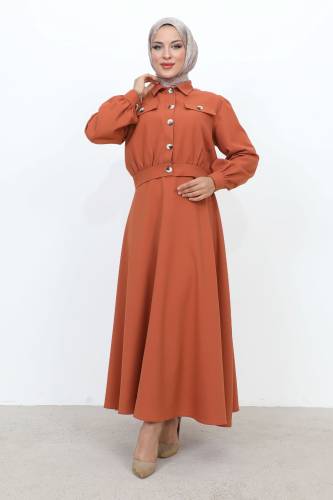 Beli Büzgülü Cepli Etekli Takım TSD231201 Kiremit 
