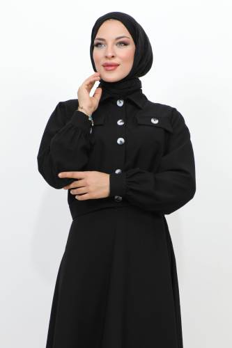 Beli Büzgülü Cepli Etekli Takım TSD231201 Siyah - 2