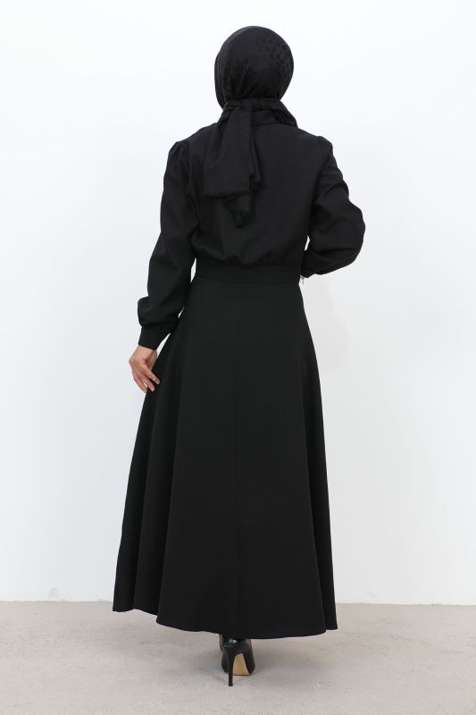 Beli Büzgülü Cepli Etekli Takım TSD231201 Siyah - 5