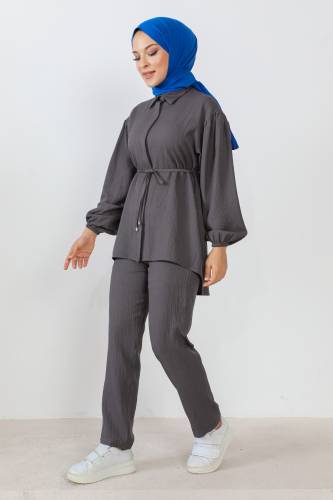 Beli İp Detaylı İkili Takım TSD230922 Füme - 4
