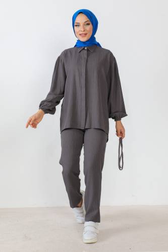 Beli İp Detaylı İkili Takım TSD230922 Füme - 3