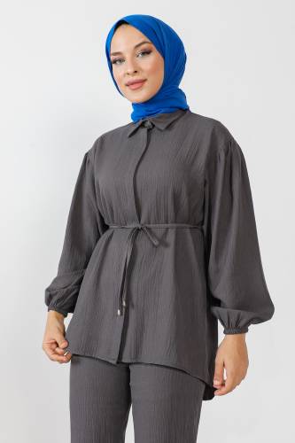 Beli İp Detaylı İkili Takım TSD230922 Füme - 2