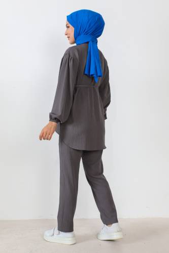 Beli İp Detaylı İkili Takım TSD230922 Füme - 5