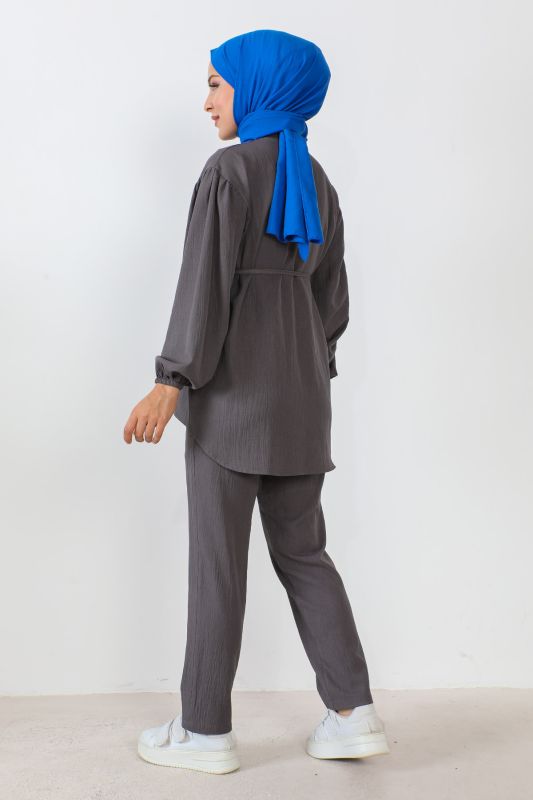 Beli İp Detaylı İkili Takım TSD230922 Füme - 5