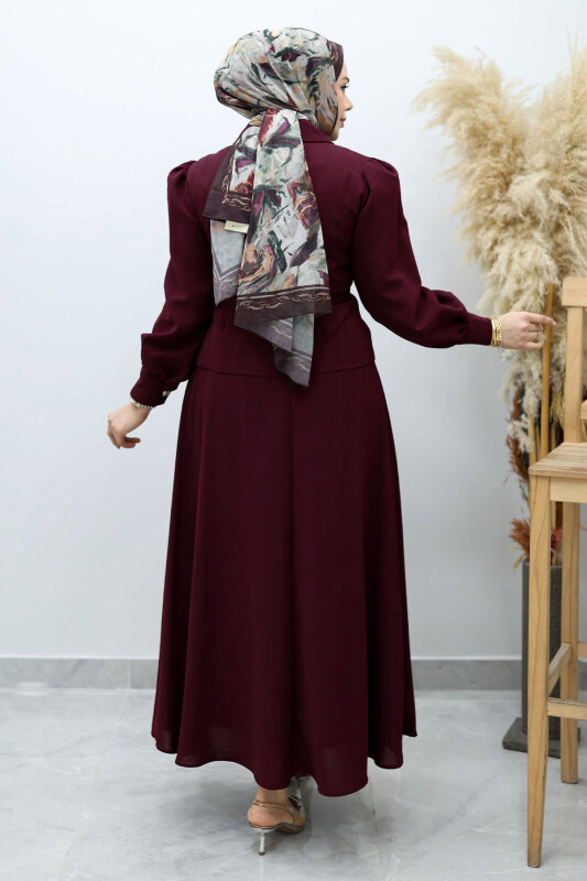 Beli Kemerli Etekli Takım TSD260150 Bordo - 6