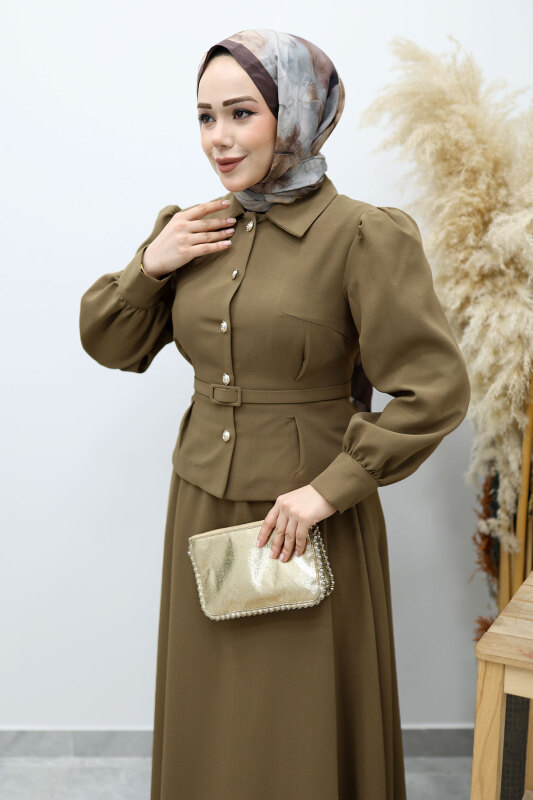 Beli Kemerli Etekli Takım TSD260150 Haki - 2