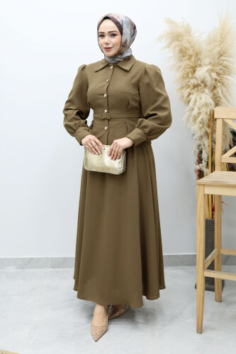 Beli Kemerli Etekli Takım TSD260150 Haki - 5