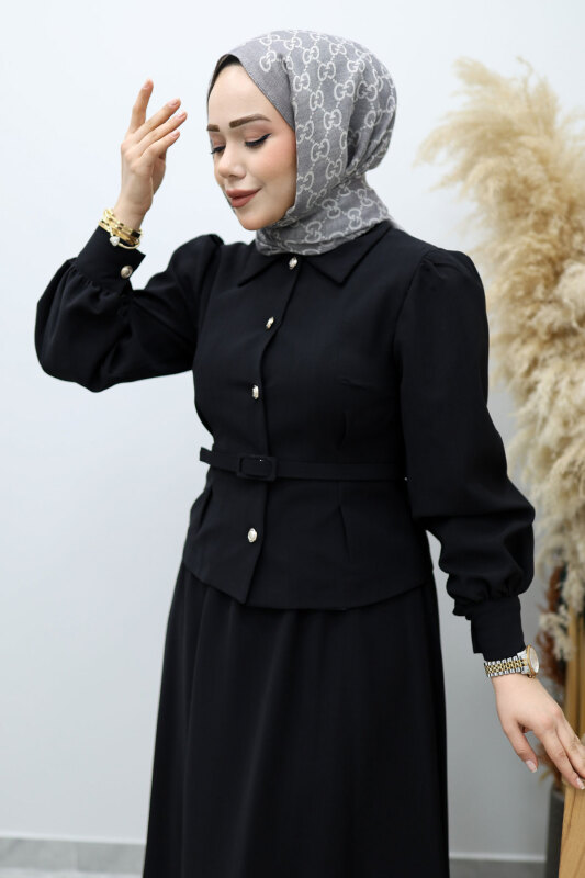 Beli Kemerli Etekli Takım TSD260150 Siyah - 2
