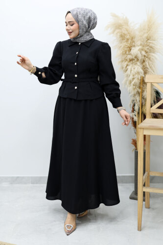 Beli Kemerli Etekli Takım TSD260150 Siyah - 5