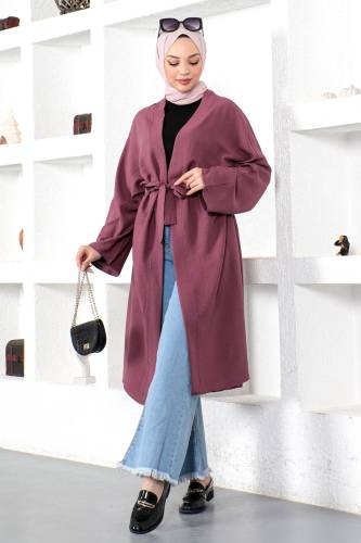 Beli Kuşaklı Kimono TSD220521 Mürdüm 