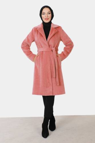 Beli Kuşaklı Fox Kaban TSD230917 Pembe 