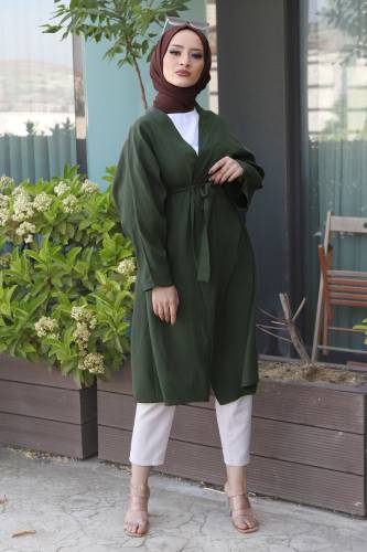 Beli Kuşaklı Kimono TSD220521 Haki 