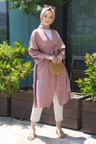 Beli Kuşaklı Kimono TSD220521 Pudra 