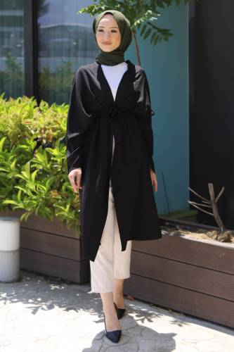Beli Kuşaklı Kimono TSD220521 Siyah 