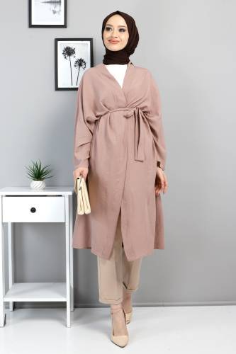 Beli Kuşaklı Kimono TSD220521 Vizon 