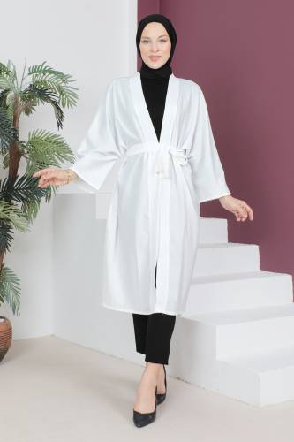Beli Kuşaklı Kimono TSD230615 Ekru 