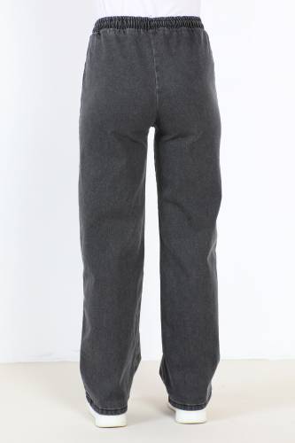 Beli Lastikli Bol Paça Kot Pantolon TSD22045 Antrasit - 5