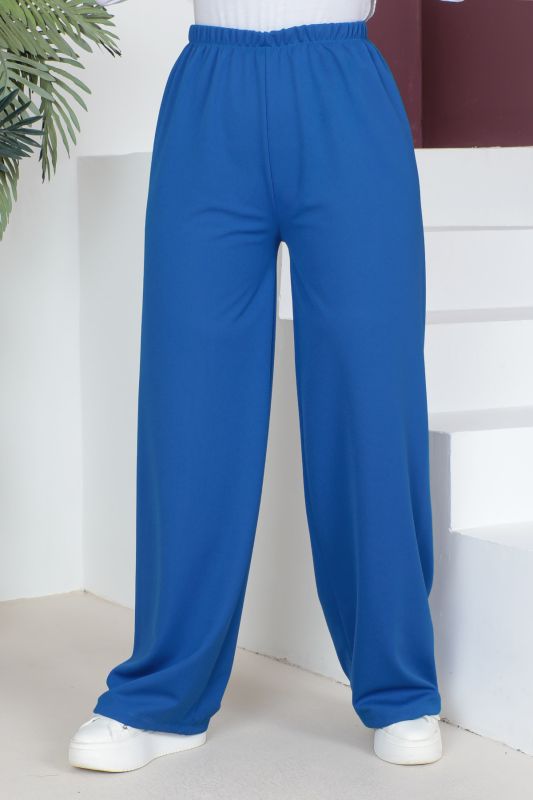 Beli Lastikli Bol Paça Pantolon TSD230514 Saks Mavisi - 2