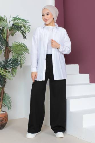 Beli Lastikli Bol Paça Pantolon TSD230514 Siyah 