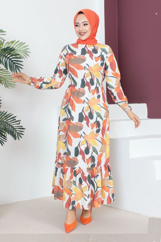 Beli Lastikli Elbise TSD230601 Sarı - 1