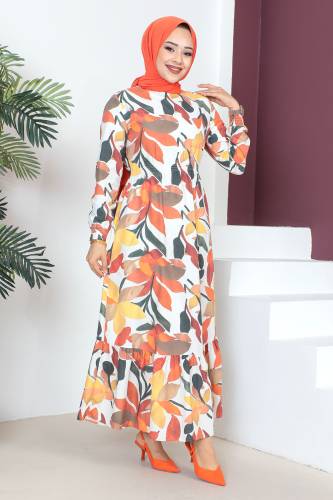 Beli Lastikli Elbise TSD230601 Sarı - 4