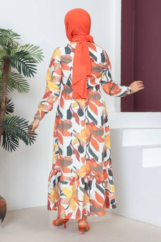 Beli Lastikli Elbise TSD230601 Sarı - 5