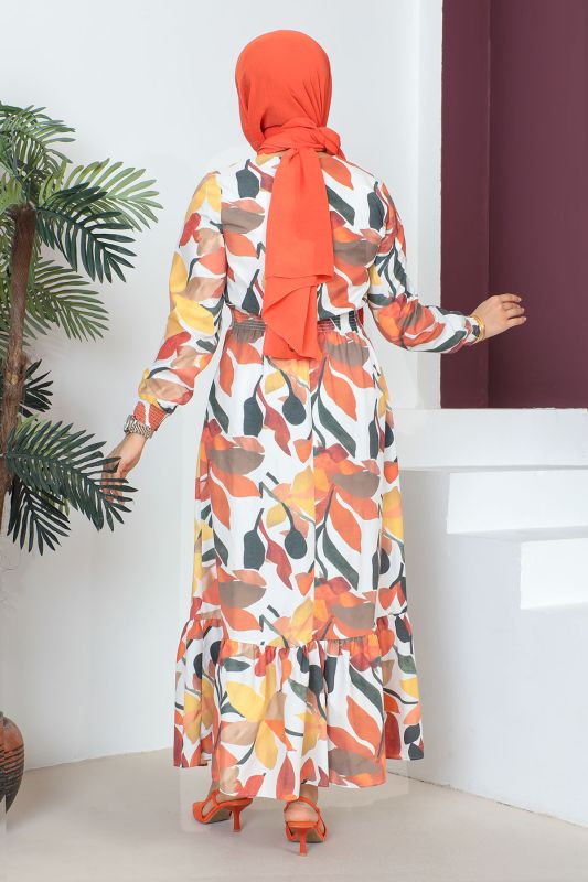 Beli Lastikli Elbise TSD230601 Sarı - 5