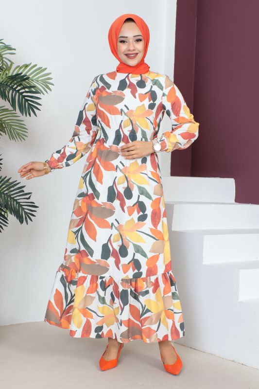 Beli Lastikli Elbise TSD230601 Sarı - 2