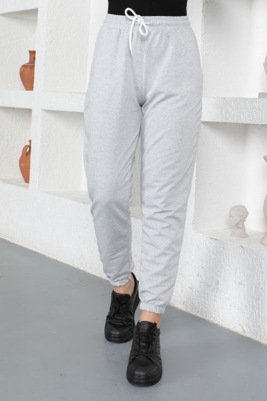 Beli Lastikli Eşofman Altı TSD230344 Gri - Tesettür Dünyası (1)