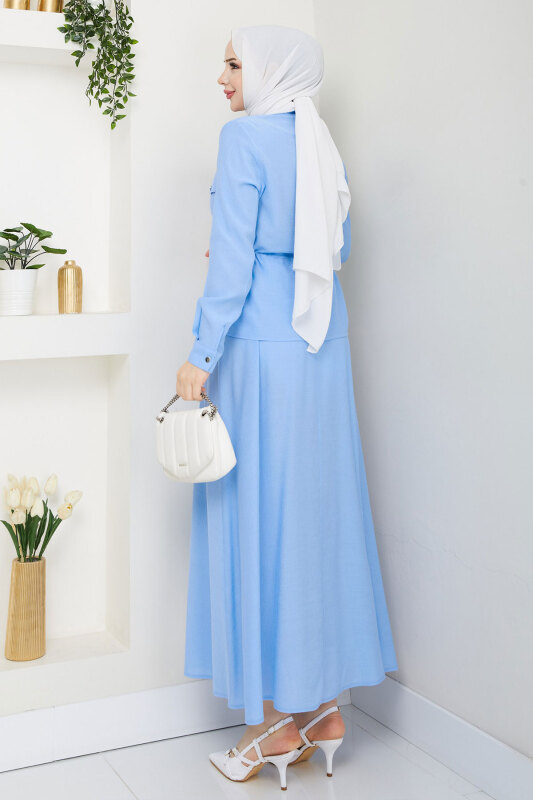 Beli Lastikli Etekli Takım TSD250164 Bebe Mavisi - 5