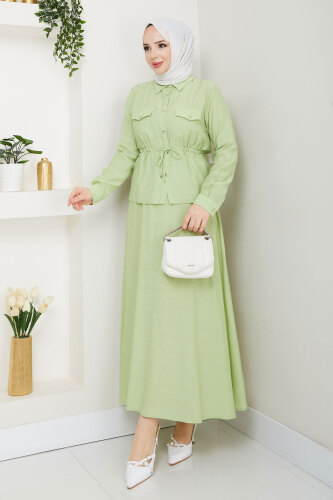 Beli Lastikli Etekli Takım TSD250164 Fıstık Yeşili 