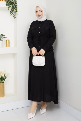 Beli Lastikli Etekli Takım TSD250164 Siyah 